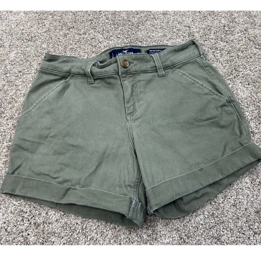 Hollister Mid-Rise Short 5 Olive Green Classic Stretch Chino Size‎ 1 W26 #0479